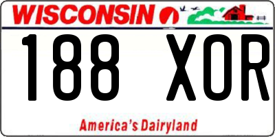 WI license plate 188XOR