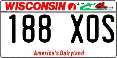 WI license plate 188XOS