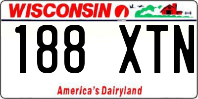 WI license plate 188XTN