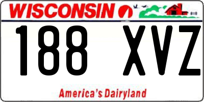 WI license plate 188XVZ