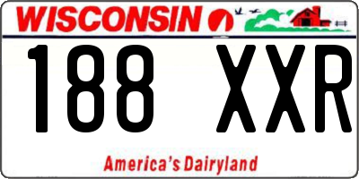 WI license plate 188XXR