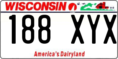 WI license plate 188XYX