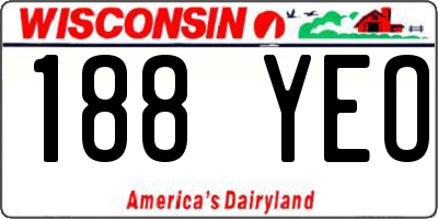WI license plate 188YEO