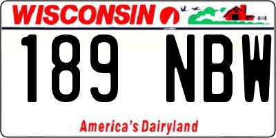 WI license plate 189NBW