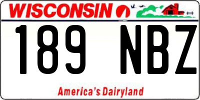 WI license plate 189NBZ
