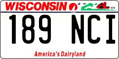WI license plate 189NCI