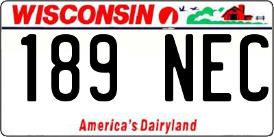 WI license plate 189NEC