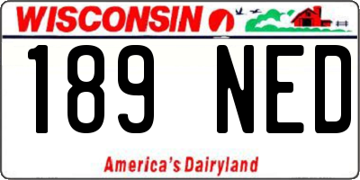 WI license plate 189NED