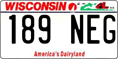 WI license plate 189NEG