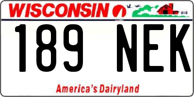 WI license plate 189NEK