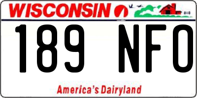 WI license plate 189NFO