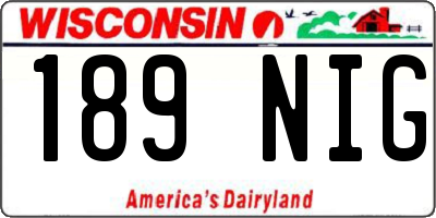 WI license plate 189NIG