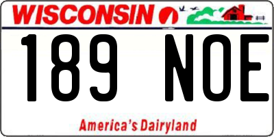WI license plate 189NOE