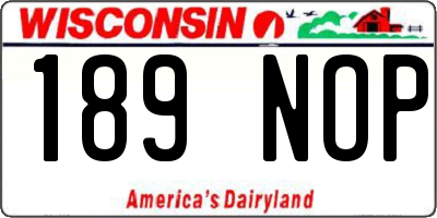 WI license plate 189NOP