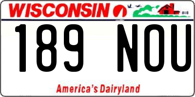 WI license plate 189NOU