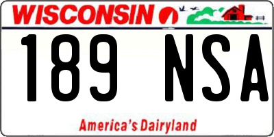 WI license plate 189NSA