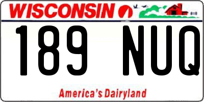 WI license plate 189NUQ