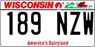 WI license plate 189NZW