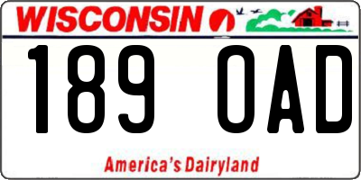 WI license plate 189OAD