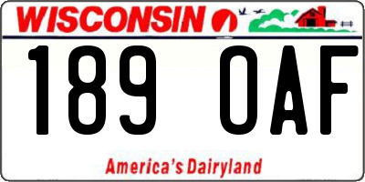 WI license plate 189OAF