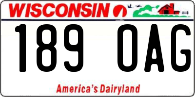 WI license plate 189OAG