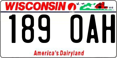 WI license plate 189OAH