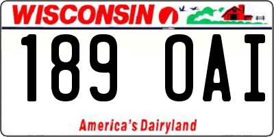 WI license plate 189OAI