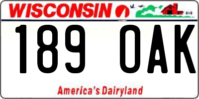 WI license plate 189OAK