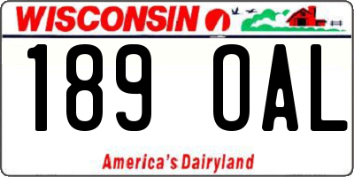 WI license plate 189OAL