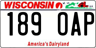 WI license plate 189OAP