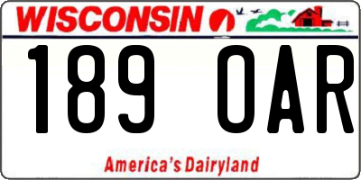 WI license plate 189OAR