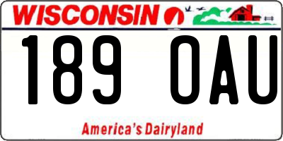 WI license plate 189OAU