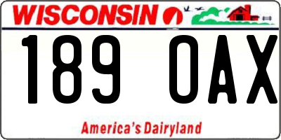 WI license plate 189OAX