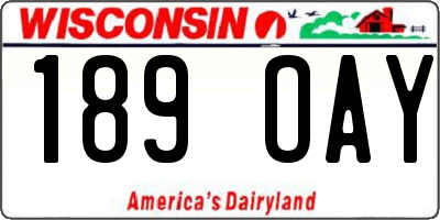 WI license plate 189OAY