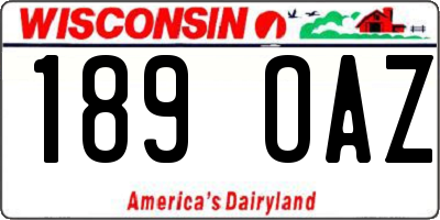 WI license plate 189OAZ