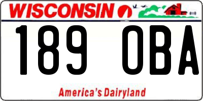 WI license plate 189OBA
