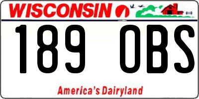 WI license plate 189OBS