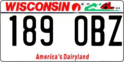 WI license plate 189OBZ