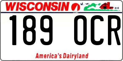 WI license plate 189OCR