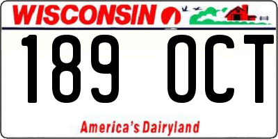 WI license plate 189OCT