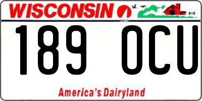 WI license plate 189OCU