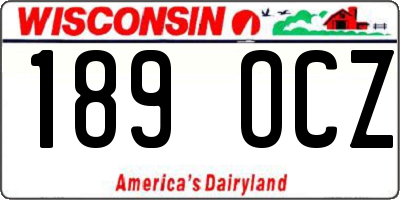 WI license plate 189OCZ