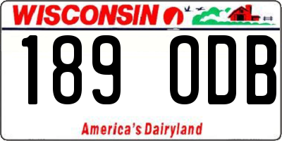WI license plate 189ODB
