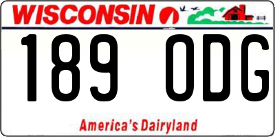 WI license plate 189ODG