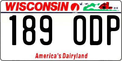 WI license plate 189ODP