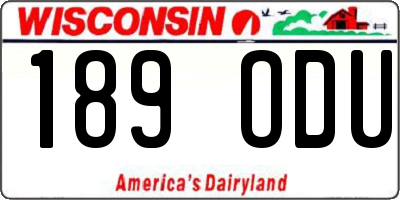 WI license plate 189ODU