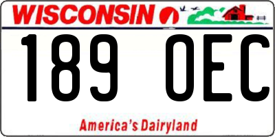 WI license plate 189OEC