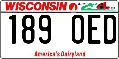 WI license plate 189OED