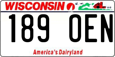 WI license plate 189OEN