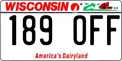 WI license plate 189OFF